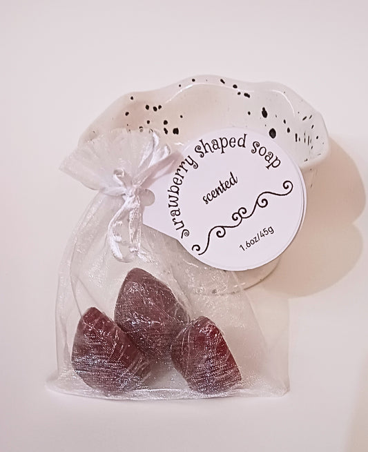 Bagged Soaps- Strawberry Shaped and Scented, Maroon