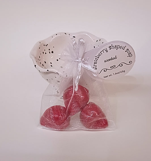 Bagged Soaps- Strawberry Shaped, Unscented