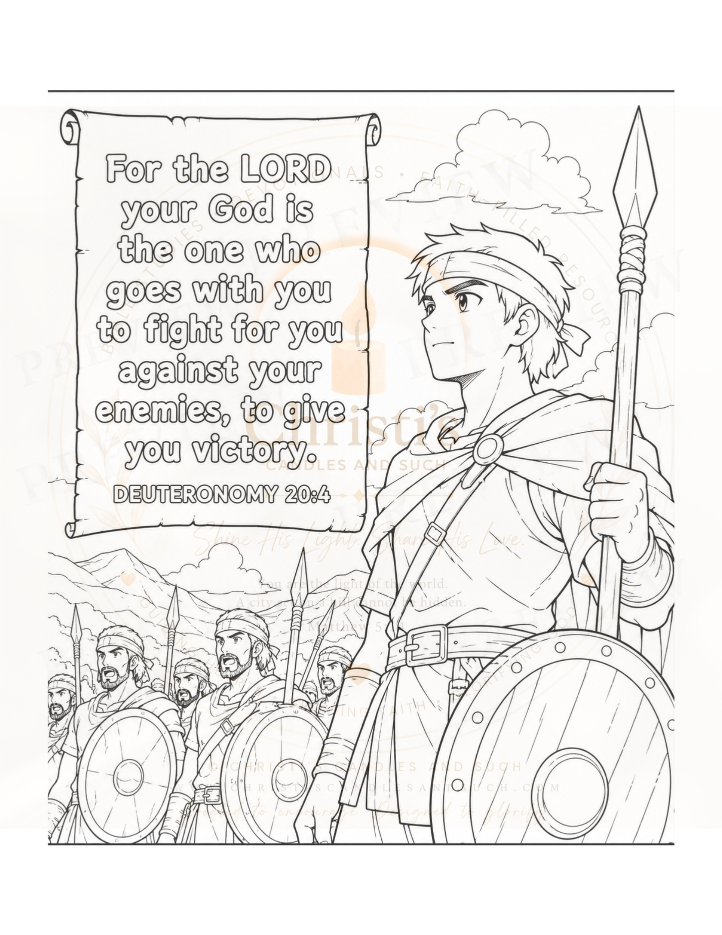 Deuteronomy 20:4 Christian Manga Coloring Page