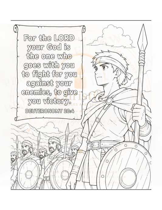 Deuteronomy 20:4 Christian Manga Coloring Page